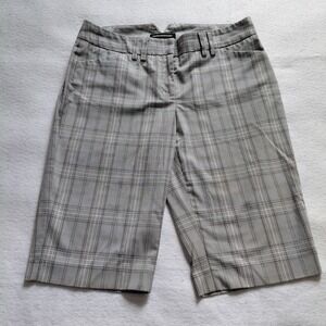 Express Design Studio Editor Gray Plaid Bermuda Shorts Mens 36 Flat Front